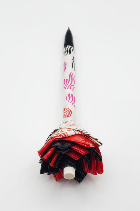 Duct Tape Flower Mechanical Pencil w/Zebra Wild Hearts Red, Black & Pink
