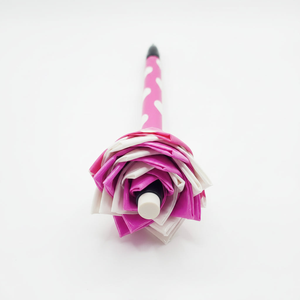 Duct Tape Flower Mechanical Pencil w/Pink & White Polka Dots