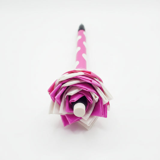 Duct Tape Flower Mechanical Pencil w/Pink & White Polka Dots