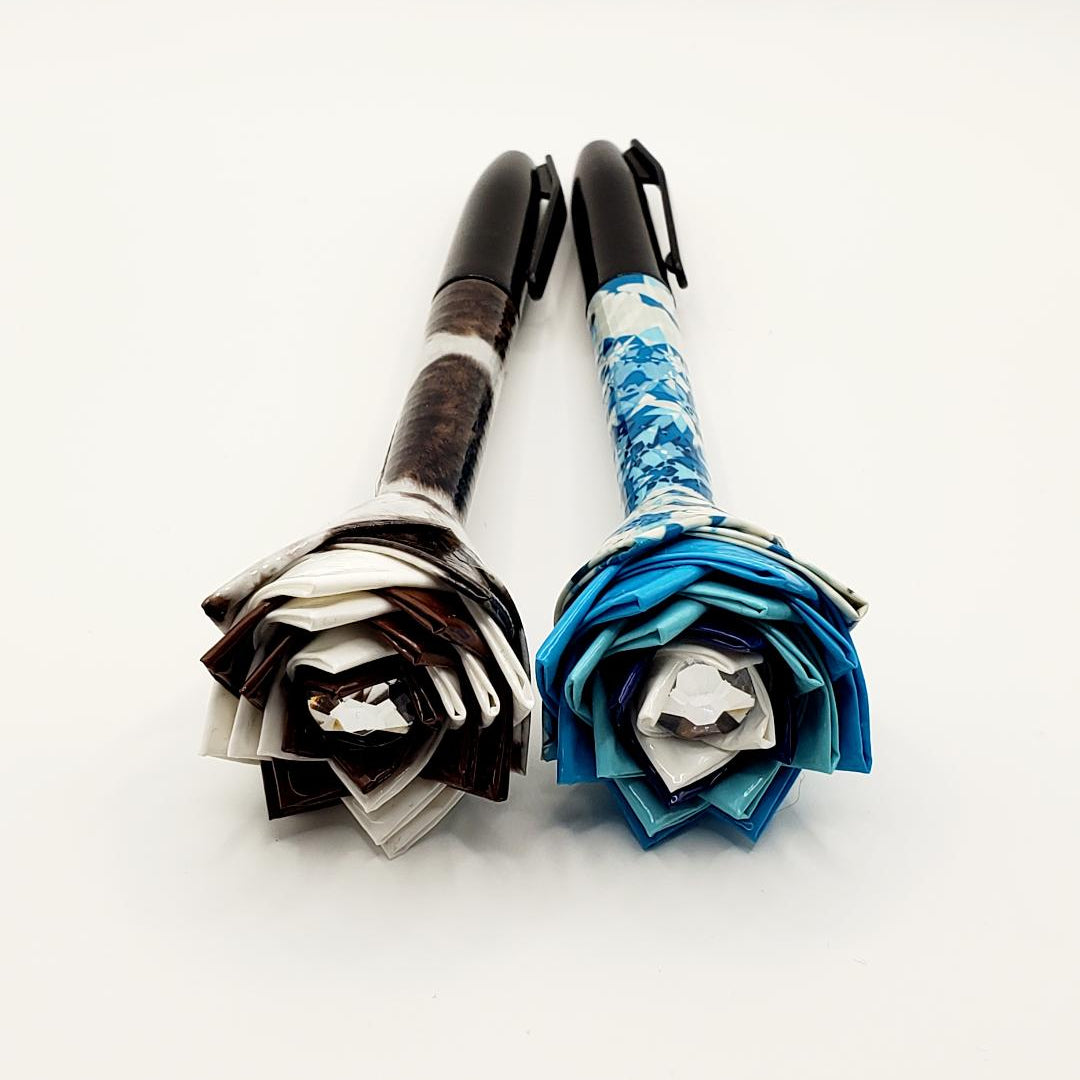 Set of 8 Hand-Crafted Duct Tape Flower Permanent Markers