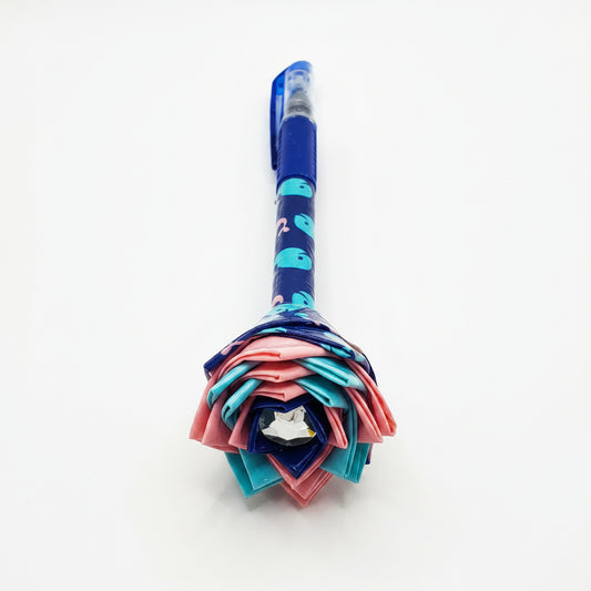 Duct Tape Flower Glitter Gel Pen w/Whale of a Time Print Blue Ink