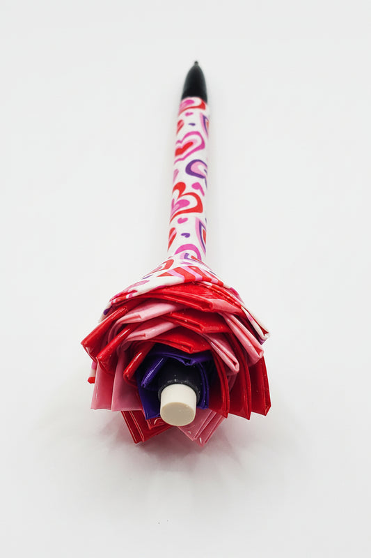 Duct Tape Flower Mechanical Pencil w/Pink, Red & Purple Hearts
