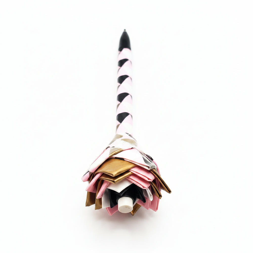 Duct Tape Flower Mechanical Pencil w/Gold & Pink Pyramid Print