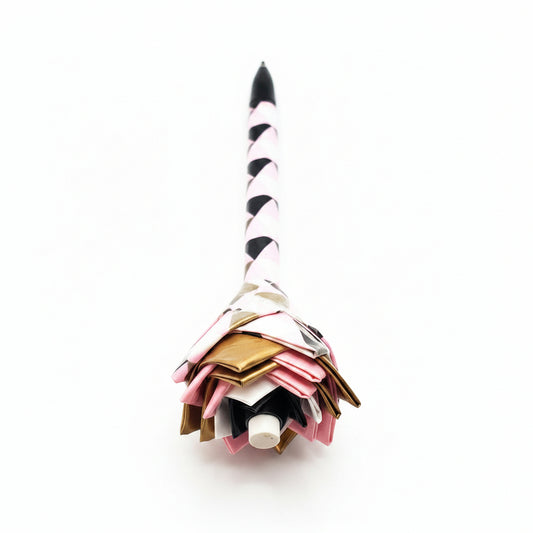 Duct Tape Flower Mechanical Pencil w/Gold & Pink Pyramid Print
